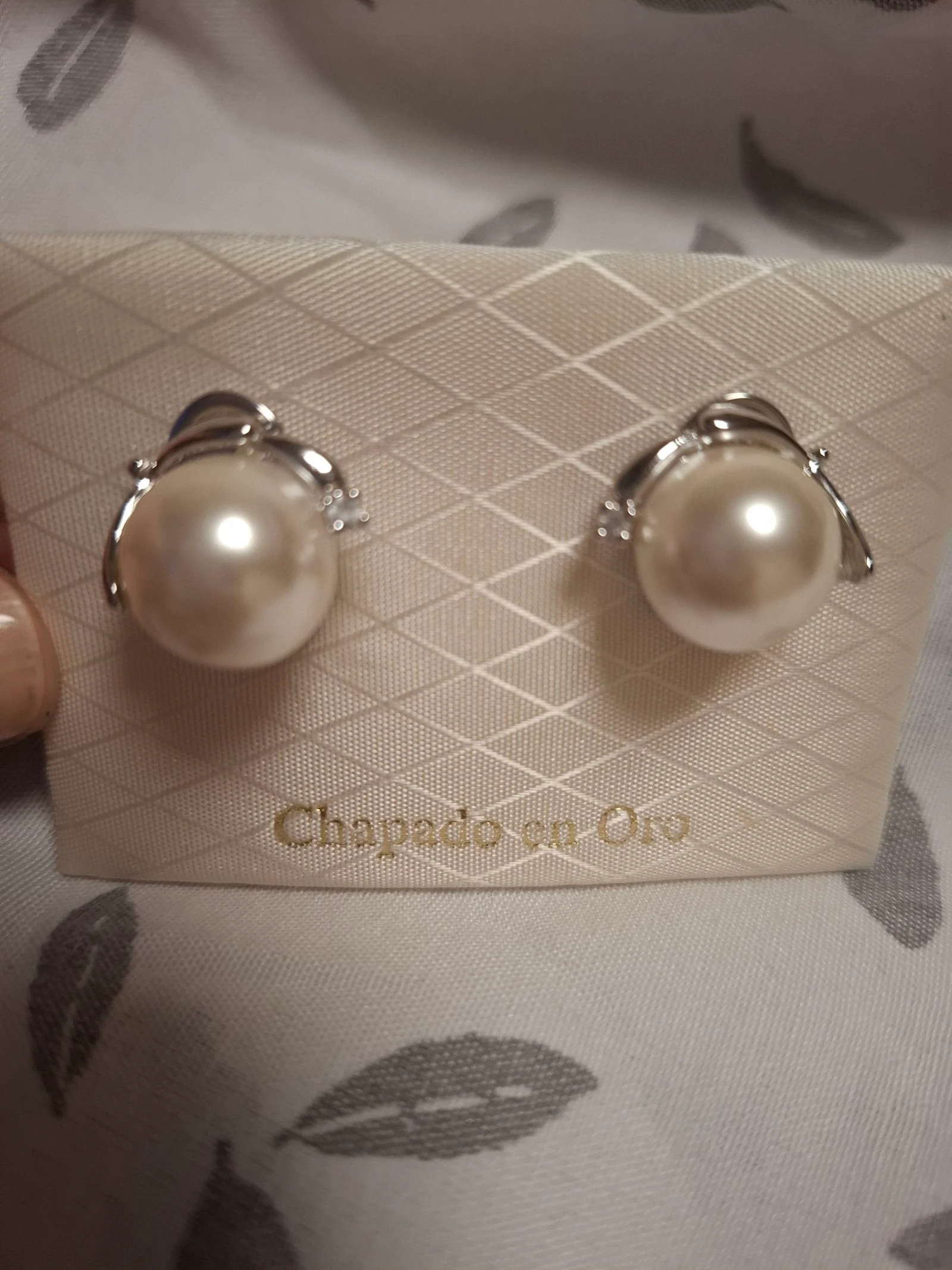 Pendientes perla rodio 